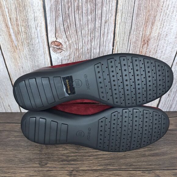 Geox Respira Lione Patent Leather Suede Slip On Loafer Women's 8.5 Bordeaux NIB - Picture 8 of 10